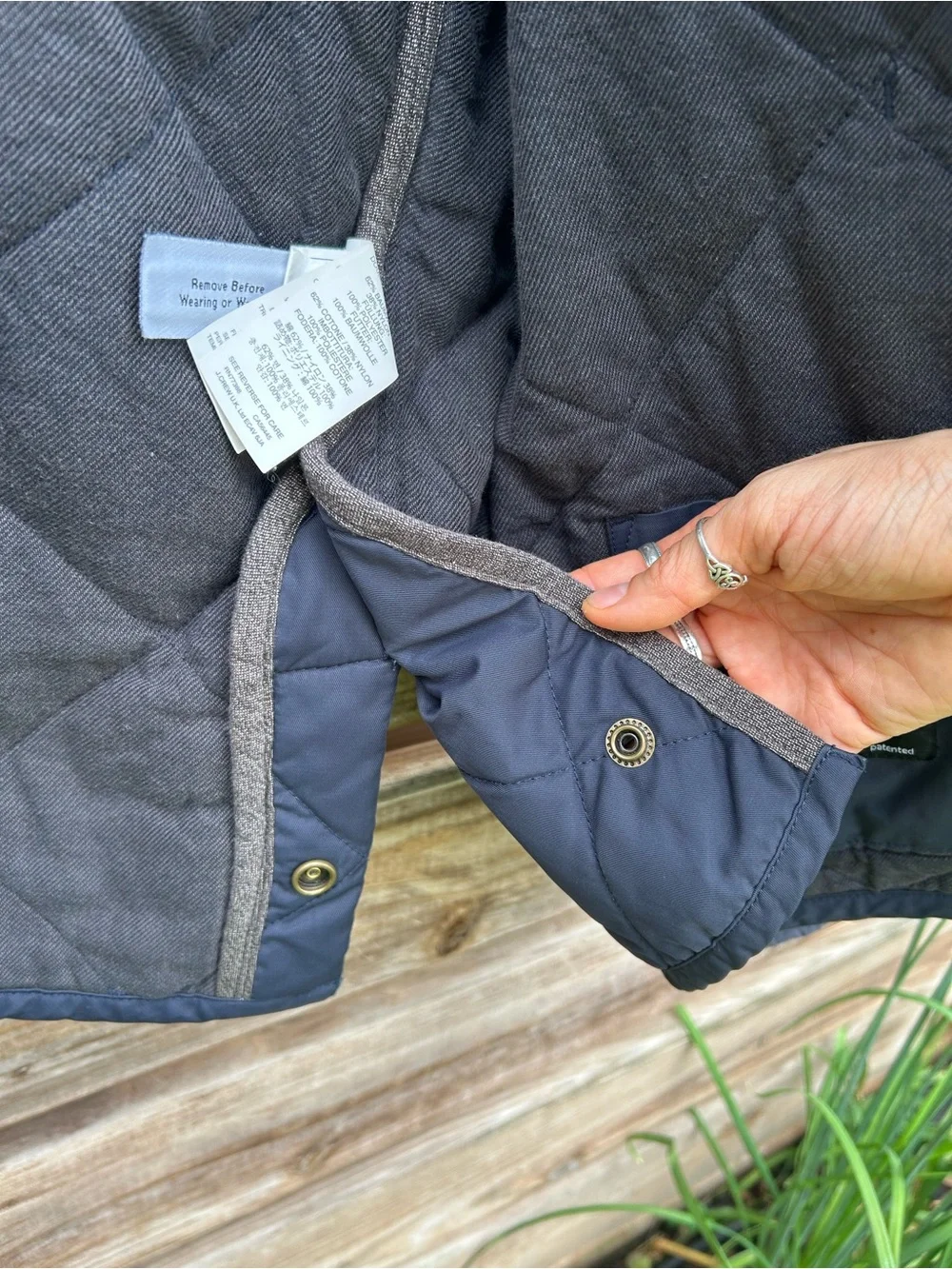 J Crew Navy Quilted Sussex Military Field Jacket - Mens M